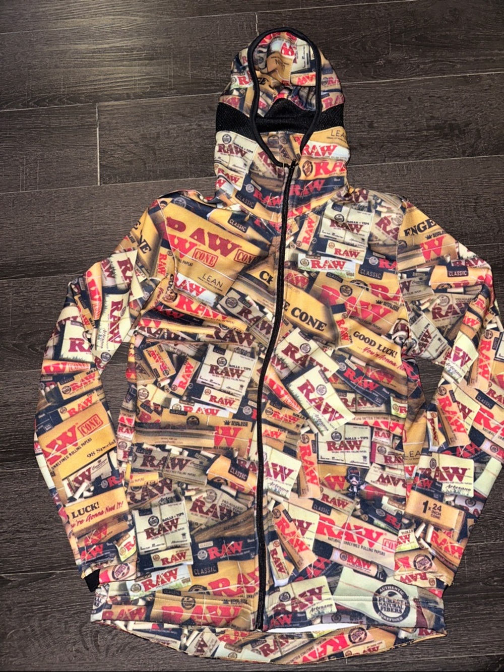 RAW Logo All-Over Print Hooded Zip Jacket - Multi